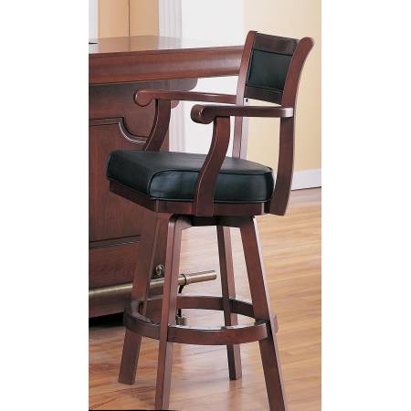 Lambert Traditional Bar Stool with Leather Back and Swivel Seat